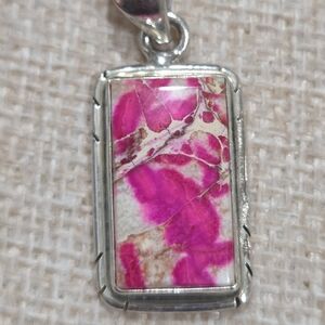 Pink Sea Sediment Jasper and Silver Pendant